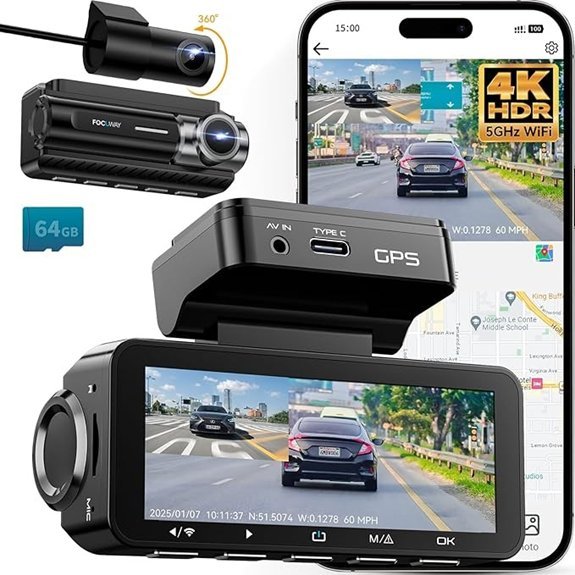 4K Dual Dash Cam with 5G WiFi & GPS