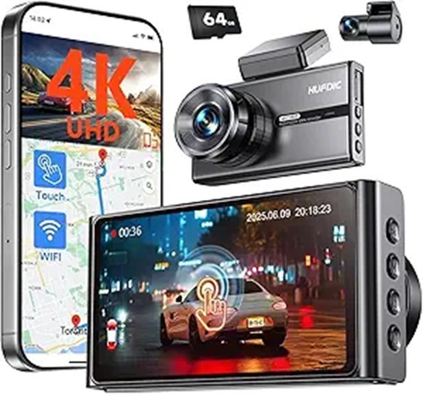 4K Dash Cam with Touch Screen and WiFi
