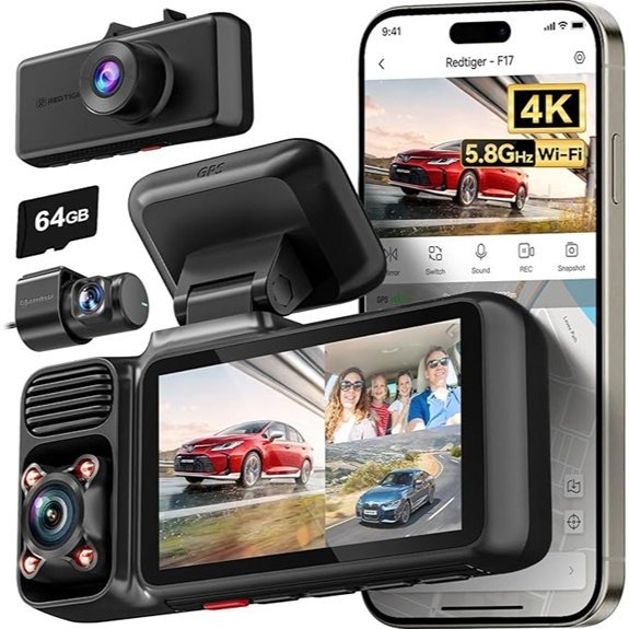 REDTIGER F17 4K Triple Channel Dash Cam