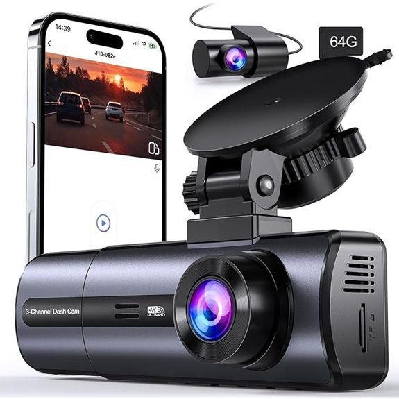 3 Channel 4K Dash Cam with WiFi & App Control