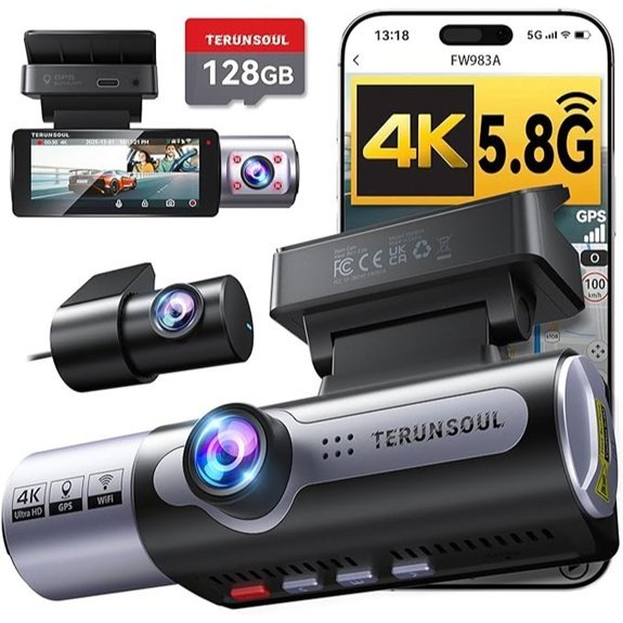 3 Channel 4K Dash Cam with Free 128GB Card