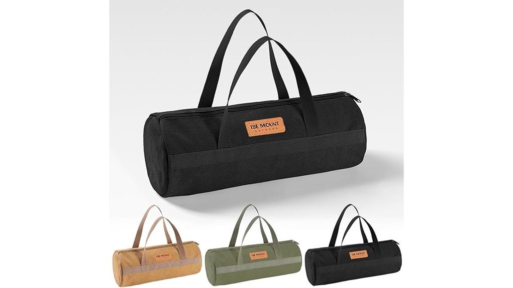 black canvas camping bag