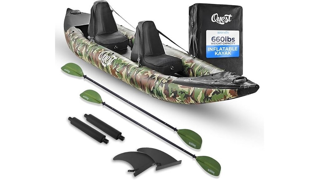camouflage inflatable two person kayak
