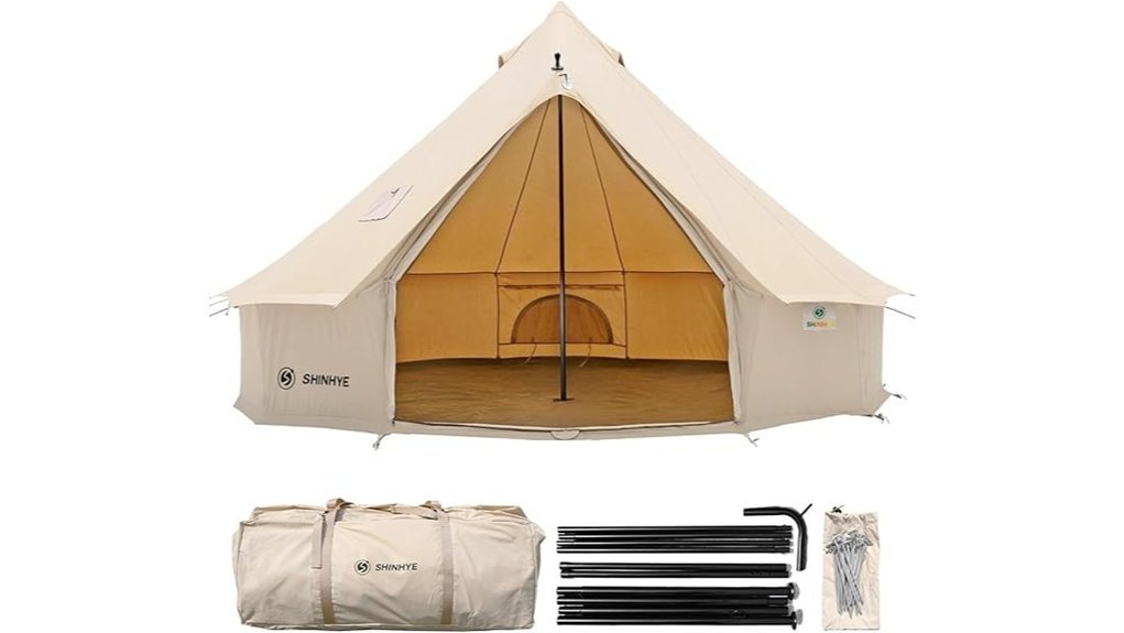 canvas tent with stove