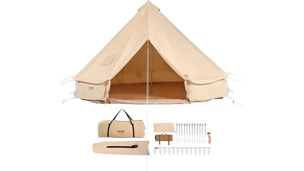 canvas tent with stove