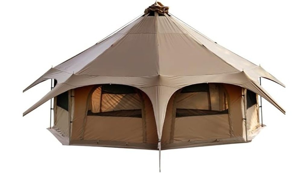 canvas tent with stove