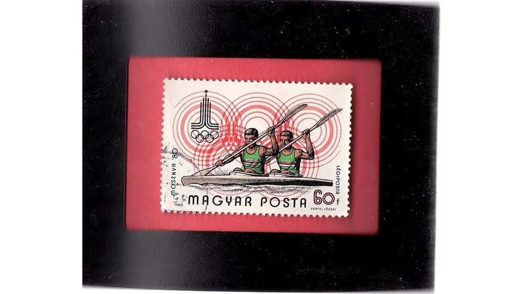 collectible olympic kayaker stamp