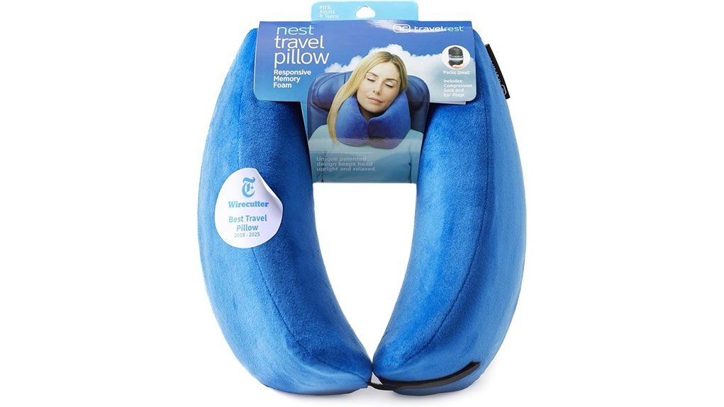 comfortable blue travel pillow