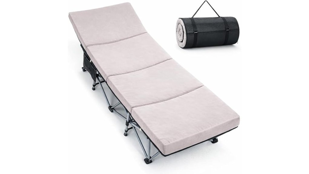 comfortable camping cot setup
