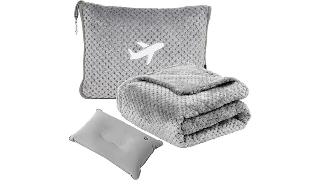 compact travel blanket set