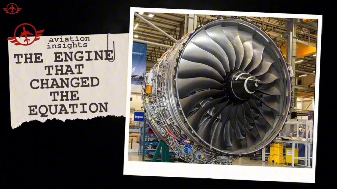 Title card reading The Engine That Changed The Equation beside a large turbofan engine photo