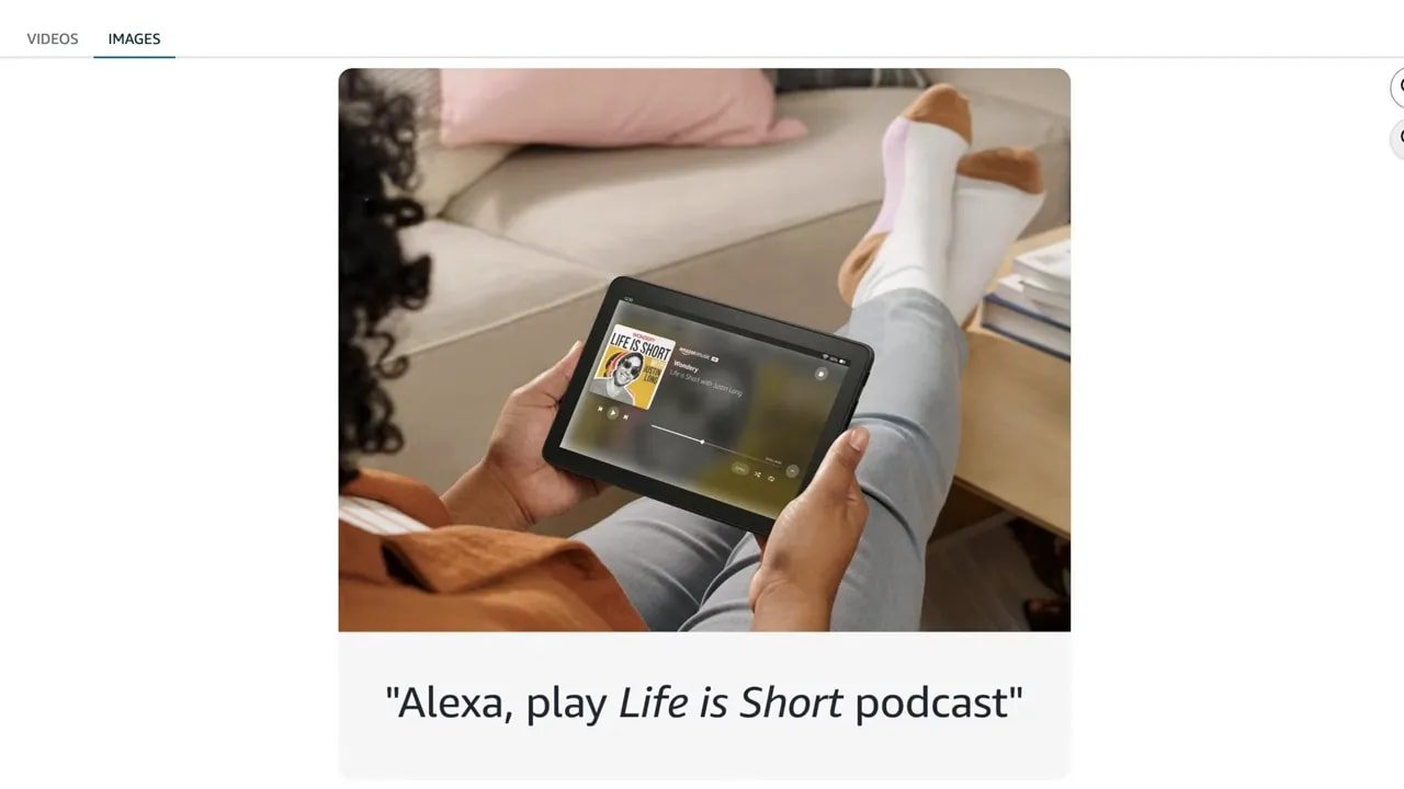 Fire HD 8 tablet with colorful screen showing the Fire HD 8 logo