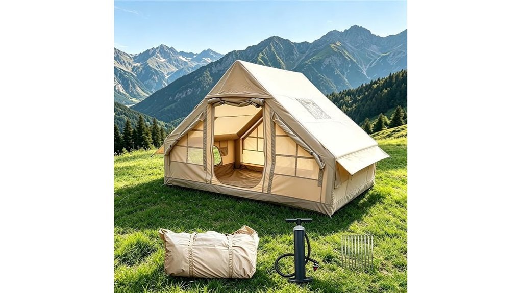 hand pumped tent with stove