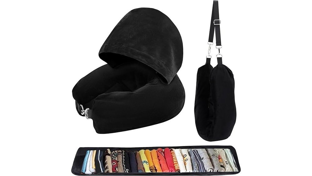 hooded travel neck pillow
