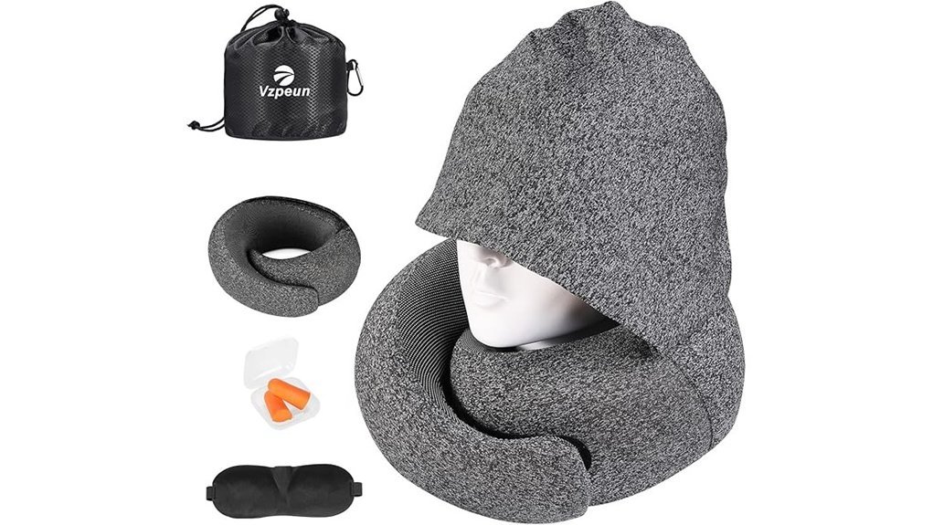 hooded travel neck pillow