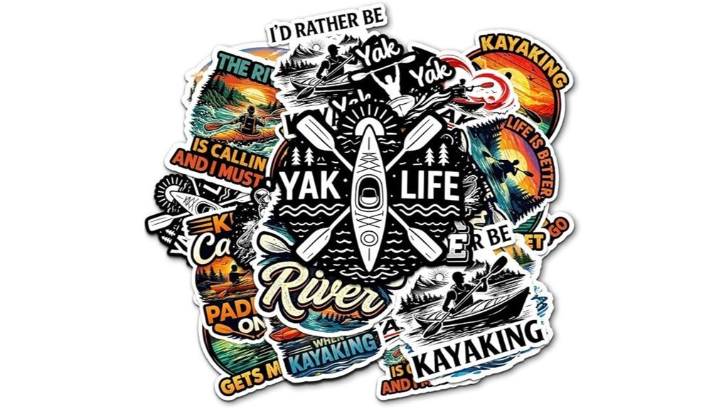 humorous kayaking sticker set