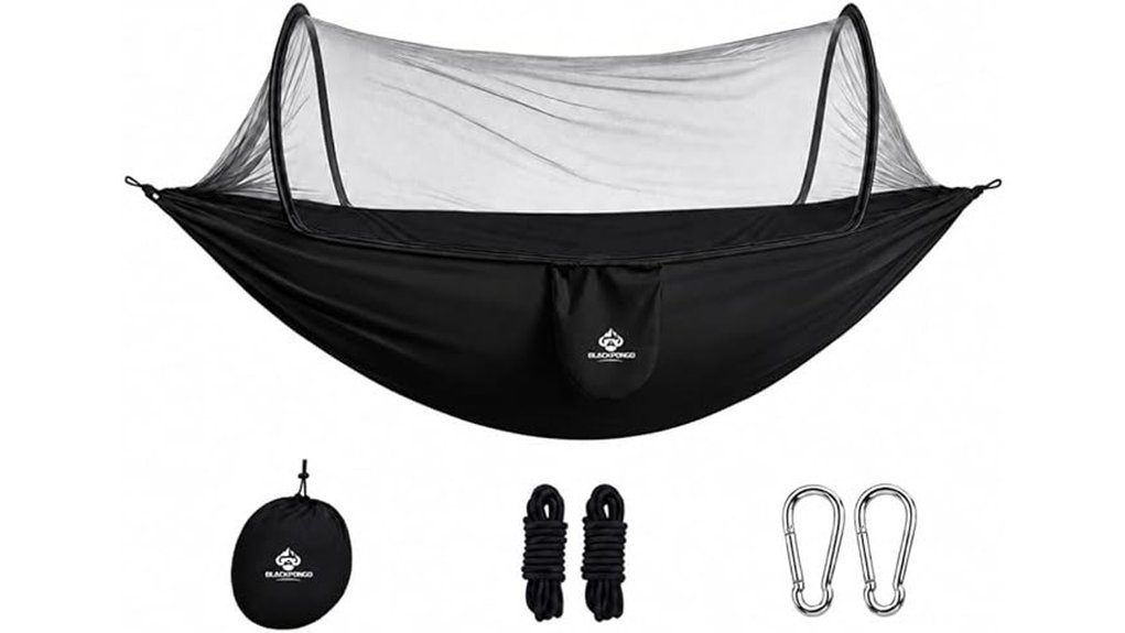 mosquito proof camping hammock setup