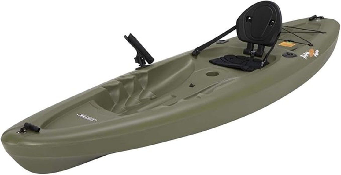 olive green fishing kayak