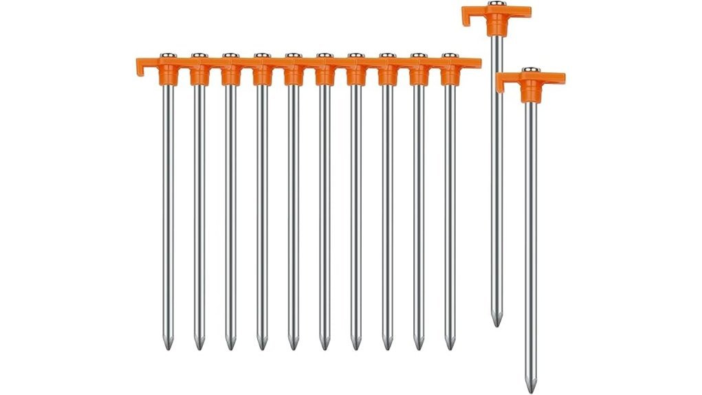 orange metal tent stakes
