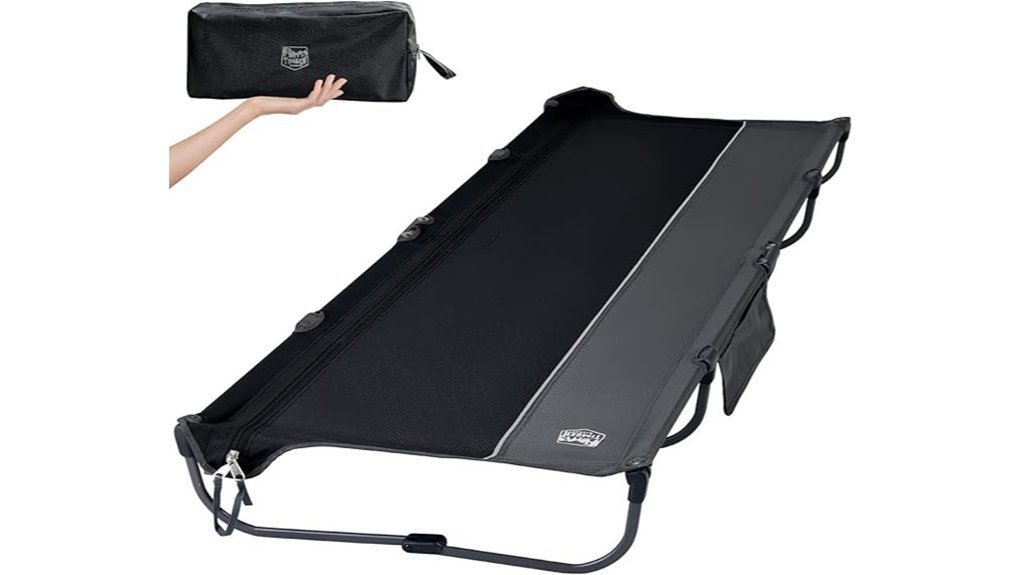 portable camping cot setup