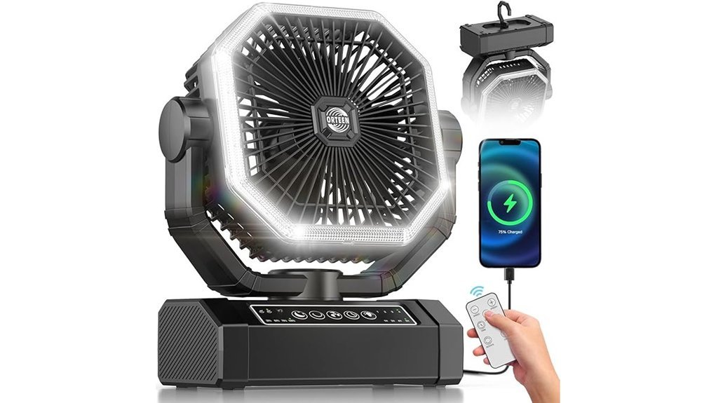 rechargeable camping fan with light