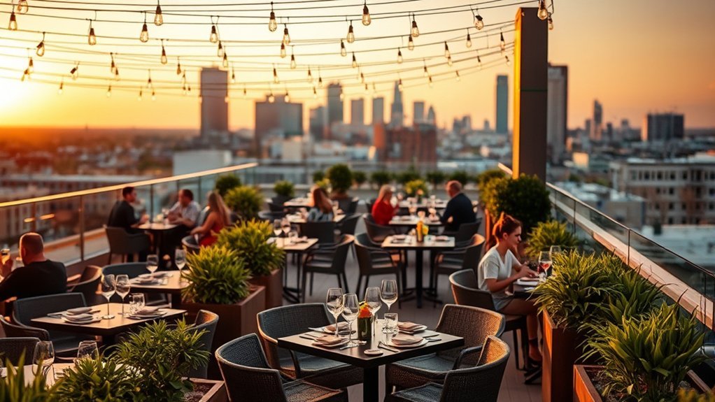 rooftop dining with skyline views