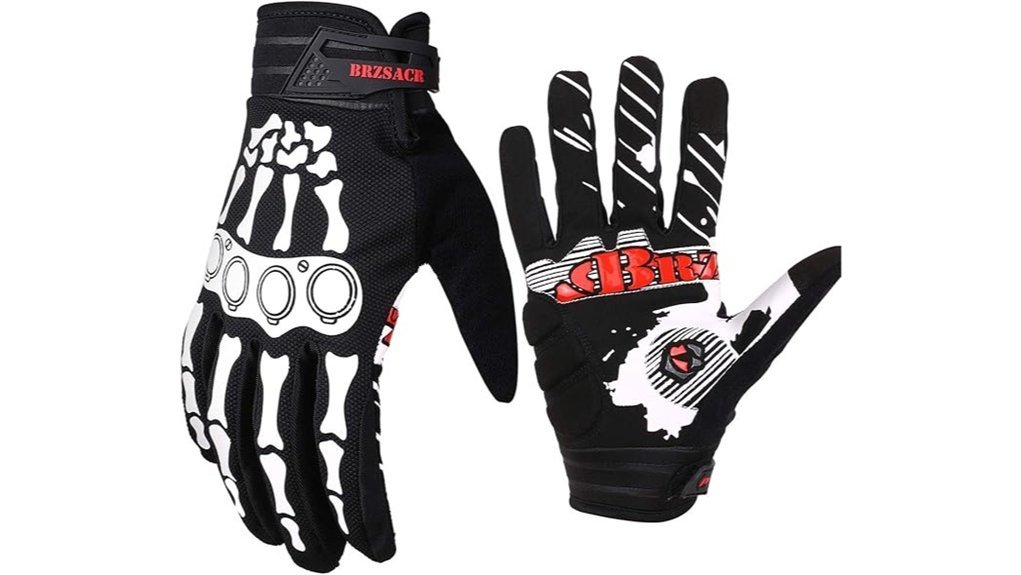 skeleton bone cycling gloves