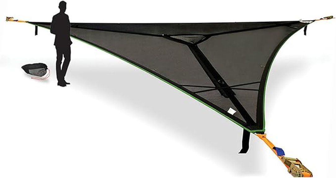 spacious black mesh hammock