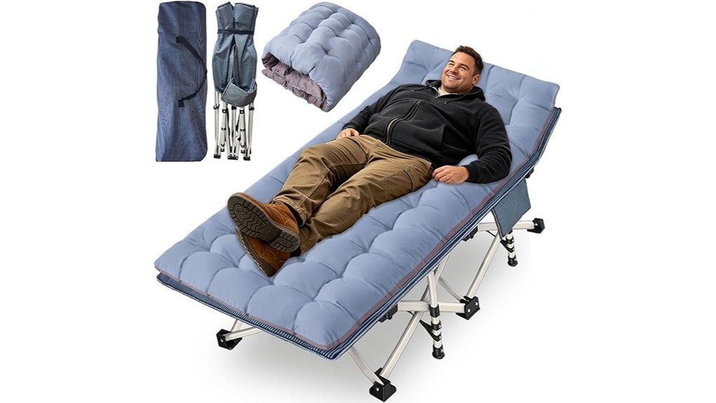 spacious camping cot set