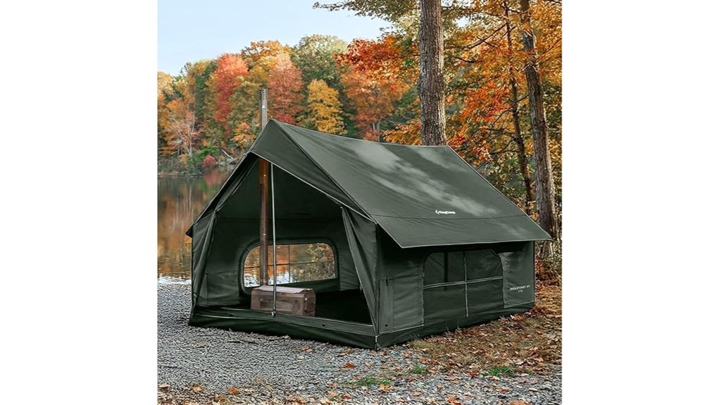 spacious canvas tent with stove