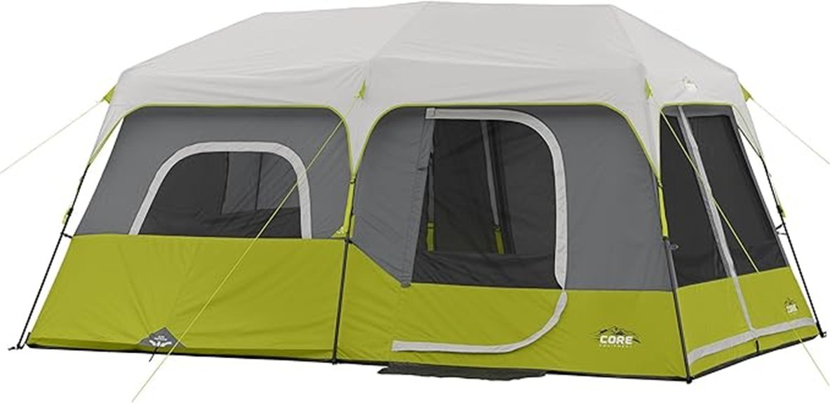 spacious green camping tent