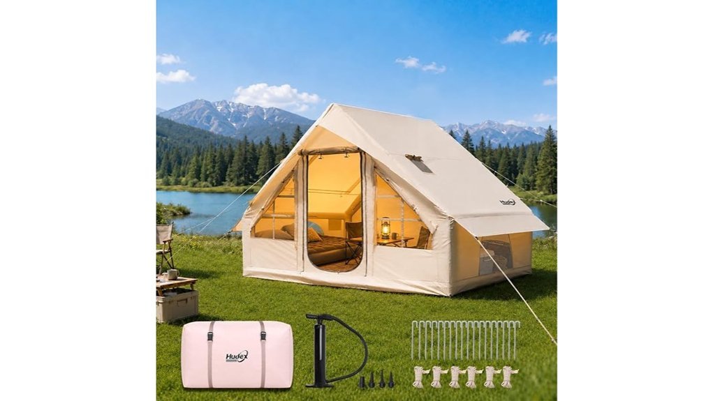 spacious inflatable camping tent