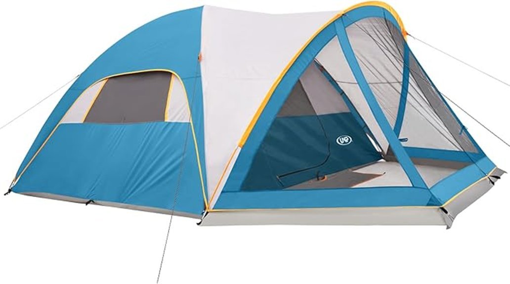 spacious tent with screened room