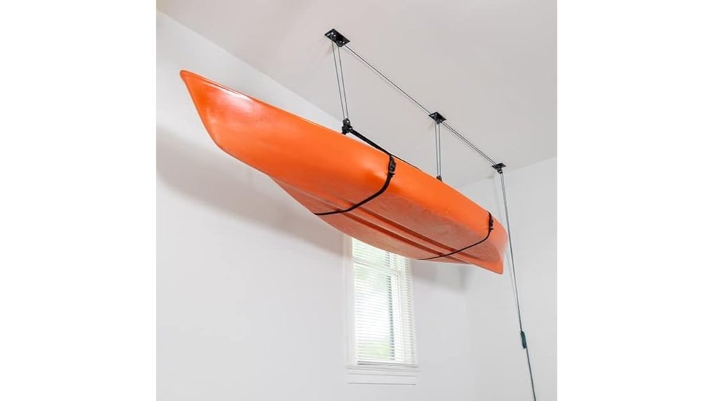 teal kayak pulley system