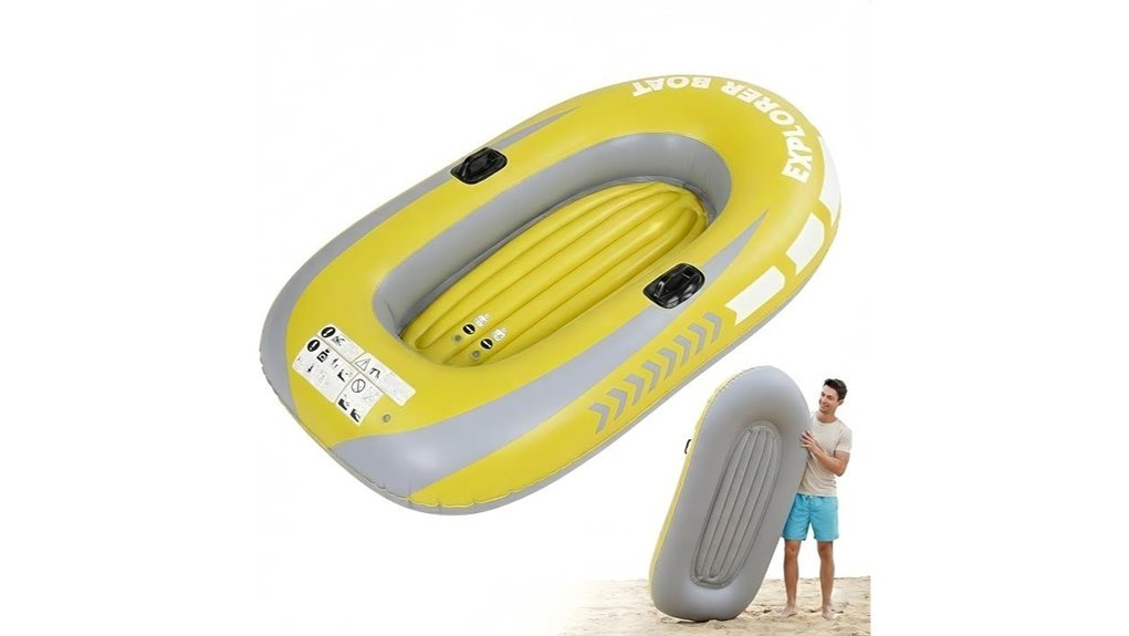 yellow inflatable fishing kayak