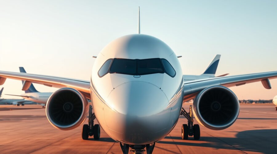 Airbus A350 XWB on an airport apron with a Boeing 787 behind it, highlighting the rival long-range twinjets.